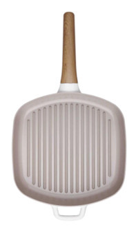 Korkmaz Kare A2985 Ahşap Saplı Seramik 28x28 cm Grill Tava Krem