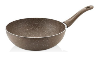 Cosiness Plastik Saplı Alüminyum 26 cm Wok Tava Kahverengi