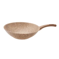 Karaca Wood Silver Ahşap Saplı Bio Granit 28 cm Wok Tava Krem