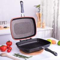 Evren Gold Stone Kare Bakalit Saplı Alüminyum 36 cm Grill Tava Siyah
