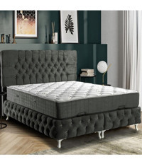 Setay Cappy 100x200 cm Başlıklı Yataklı Sandıklı Tek Kişilik Baza Seti Koyu Gri