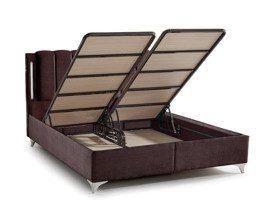 Md Double 150x200 cm Başlıklı Çift Kişilik Sandıklı Baza Seti Füme