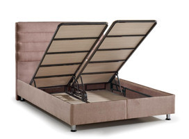 Md Sedef 140x190 cm Başlıklı Çift Kişilik Sandıklı Baza Seti Vizon
