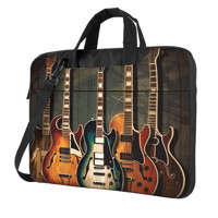 VducK Gitar Desenli 15.6 inç Oxford Kumaş Su Geçirmez El-Omuz Laptop Çantası Siyah