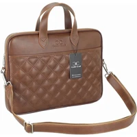 Case Club 13.3-14 inç Suni Deri Su Geçirmez El-Omuz Laptop Çantası Taba