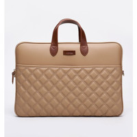 Morca 16 inç Deri Su Geçirmez El-Omuz Laptop Çantası Kahverengi-Vizon