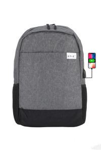 Case Club Usb Aparatlı 15.6 inç Kumaş Su Geçirmez Sırt Laptop Çantası Gri