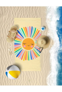 Vevienhome Happy Sun Pamuklu Çocuk Plaj Havlusu Çok Renkli