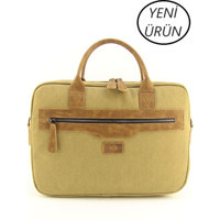 Hnb 15.6 inç Kanvas Su Geçirmez El-Omuz Laptop Çantası Camel