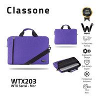 Classone Wtxpro WTX203 15.6 inç Kumaş Su Geçirmez El-Omuz Laptop Çantası Mor