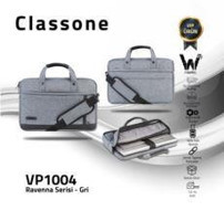 Classone Ravenna 14 inç Kumaş Su Geçirmez El-Omuz Laptop Çantası Gri