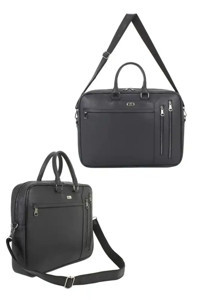 Case Club 17.3 inç Suni Deri Su Geçirmez El-Omuz Laptop Çantası Siyah