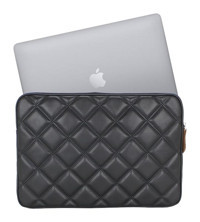 Case Club 13-14 inç Suni Deri Su Geçirmez Kılıf Laptop Çantası Siyah