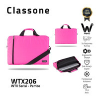Classone Wtxpro WTX206 15.6 inç Kumaş Su Geçirmez El-Omuz Laptop Çantası Pembe