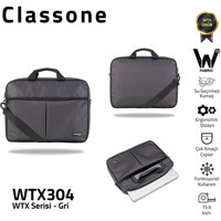 Classone Wtxpro WTX304 15.6 inç Kumaş Su Geçirmez El-Omuz Laptop Çantası Gri