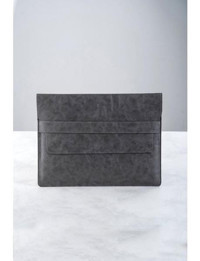 Dk Leather 13-13.3-14 inç Deri Su Geçirmez Kılıf Laptop Çantası Gri