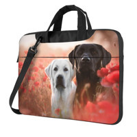 VducK Köpek Desenli 15.6 inç Oxford Kumaş Su Geçirmez El-Omuz Laptop Çantası Beyaz-Siyah