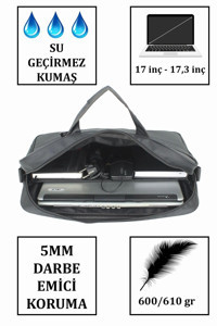 Case Club 17.3 inç Kumaş Su Geçirmez El-Omuz Laptop Çantası Antrasit
