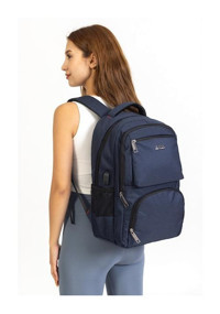 Case Club 13.3-14 inç Kumaş Su Geçirmez Sırt Laptop Çantası Lacivert