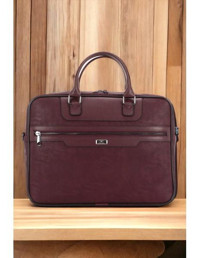 Case Club 15.6 inç Deri Su Geçirmez El-Omuz Laptop Çantası Bordo