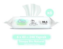 Sleepy Bio Natural Antibakteriyel 40 Yaprak 6'lı Islak Mendil