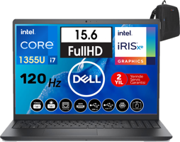 Dell Vostro 3530 WN1601PVNB353003 Dahili Iris Xe Graphics Eligible Intel Core i7 1355U 8 GB Ram 1 TB SSD 15.6 inç Full HD Freedos Laptop