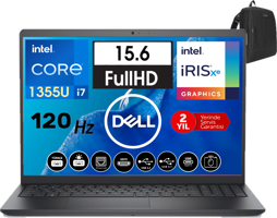 Dell Vostro 3530 WN1601PVNB353057 Dahili Iris Xe Graphics Eligible Intel Core i7 1355U 64 GB Ram 512 GB SSD 15.6 inç Full HD Windows 11 Pro Laptop