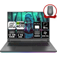 Asus ROG Strix G18 G814JIR-N6062-A79 Harici GeForce RTX 4070 Intel Core i9 14900HX 32 GB Ram 2 TB SSD 18 inç WQXGA Windows 11 Pro Gaming Laptop + Anzar Mouse