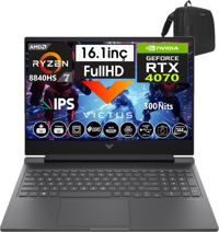 Hp Victus 16 S1035NT WA1UZ2EA01 Harici GeForce RTX 4070 AMD Ryzen 7 8840HS 24 GB Ram 512 GB SSD 16 inç Full HD Freedos Gaming Laptop