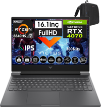 Hp Victus 16 S1035NT WA1UZ2EA11 Harici GeForce RTX 4070 AMD Ryzen 7 8840HS 48 GB Ram 2 TB SSD 16 inç Full HD Freedos Gaming Laptop
