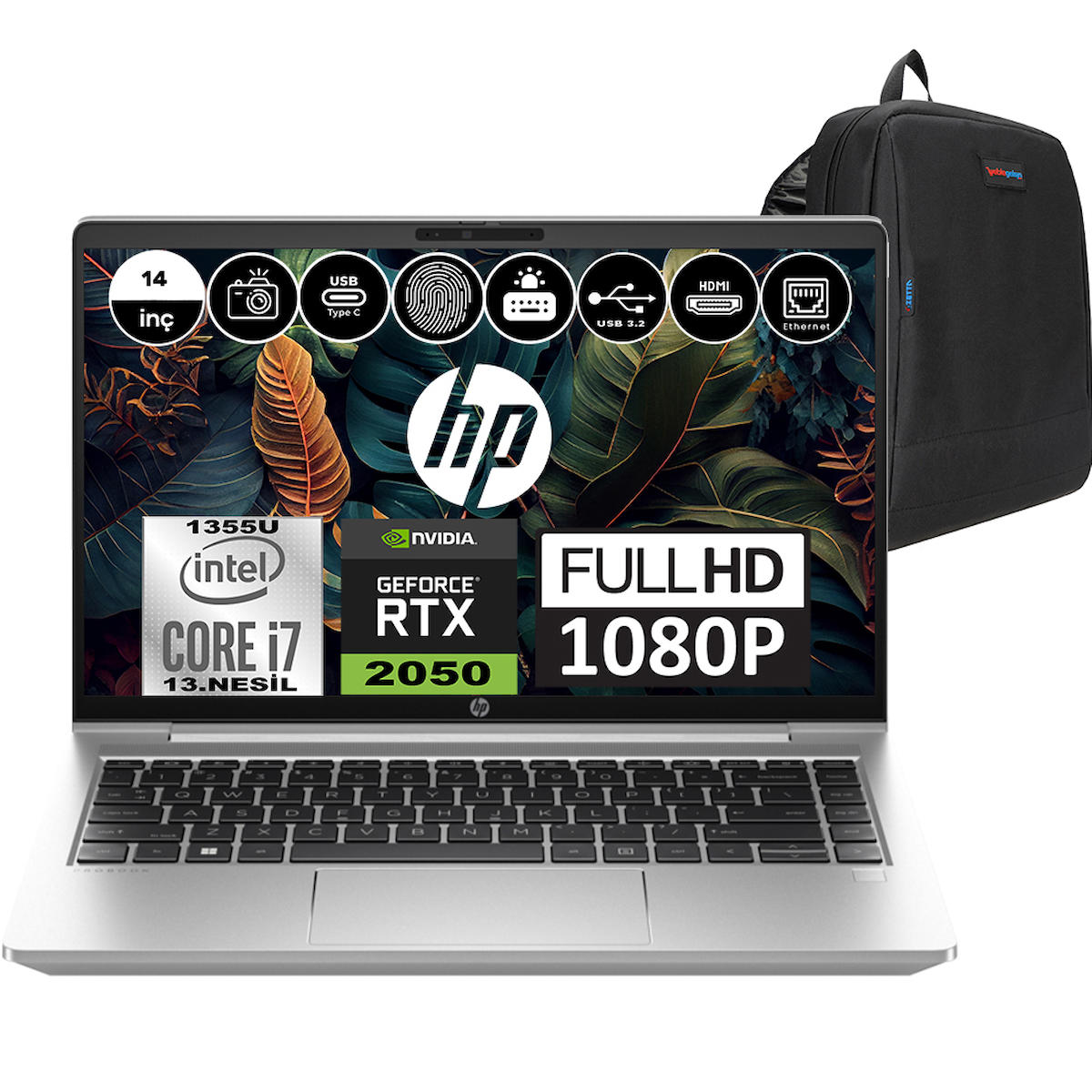 Hp ProBook 440 G10 8A569EAF10 Harici GeForce RTX 2050 Intel Core i7 1355U 64 GB Ram 512 GB SSD 14 inç Full HD Freedos Gaming Laptop + Weblegelsin Çanta
