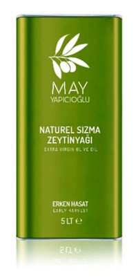 May Yapıcıoğlu Organik Filtresiz Yüksek Polifenollü Soğuk Sıkım Erken Hasat Taş Baskı Teneke Sızma Zeytinyağı 5 lt