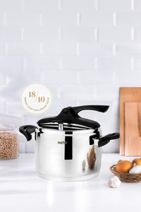 Nehir Silver Trend Düdüklü Kapak Kapsül 8 lt Düdüklü Tencere Gri