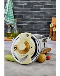 Cooker Cooker Clipso Kapak Çelik 5 lt Düdüklü Tencere Krem
