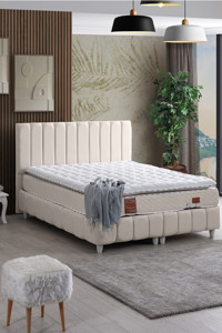 Setay Narva 150x200 cm Ayrılabilen Başlıklı Çift Kişilik Sandıklı Baza Bej