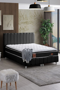 Setay Narva 140x190 cm Ayrılabilen Başlıklı Çift Kişilik Sandıklı Baza Siyah