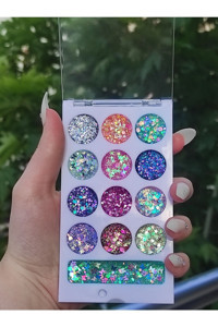 Hb Tasarım Parlak Sim Toz Simli Glitter Palet Far Paleti