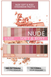 Lollis Nude Soft & Rosy Toz Işıltılı - Mat Far Paleti