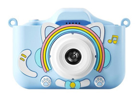 Tuomeng Müzik Sevimli Kedi Mini Full HD Kompakt Dijital Fotoğraf Makinesi Mavi