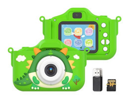 Hallow Sevimli Dinozor Mini Full HD Kompakt Dijital Fotoğraf Makinesi Yeşil
