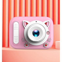 Mengtuo 2 inç Sevimli Kedi Mini Full HD Kompakt Dijital Fotoğraf Makinesi Pembe