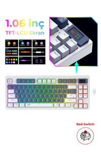 Havit Gamenote KB884L Türkçe Q RGB 84 Tuşlu Red Kablolu Beyaz - Siyah Mekanik Klavye