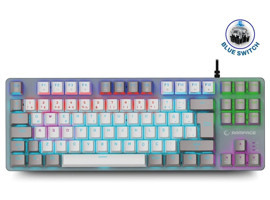 Rampage Rainbow Tkl Türkçe Q RGB 87 Tuşlu White Kablolu Beyaz-Gri Mekanik Gaming Klavye