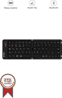 Torima Tk-08 Türkçe Q Katlanabilir 67 Tuşlu Black Kablosuz Siyah Normal Klavye