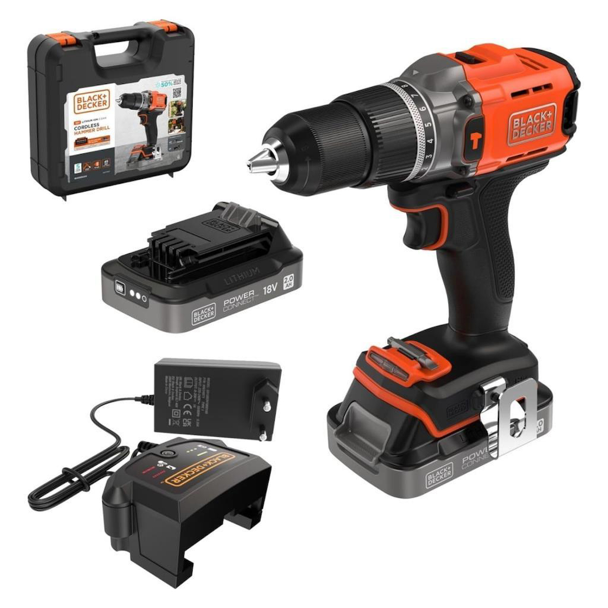 Black&Decker BCD383D2XK-QW 18 V 2 Ah Kömürsüz Darbeli Çift Akülü Vidalama Makinesi