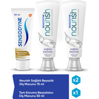 Sensodyne Nourish Naneli Florürlü Diş Macunu 2x75 ml + Tam Koruma Beyazlatıcı 50 ml