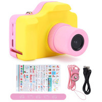 Shanrya Full HD Kopmakt Çocuk Dijital Fotoğraf Makinesi Pembe-Sarı