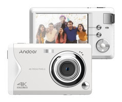 Andoer 4K 48 MP Kompakt Dijital Fotoğraf Makinesi Beyaz