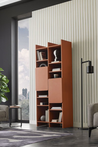 Enza Home Blend 8 Bölmeli 8 Raflı Suntalam 203x81 cm Kiremit Kitaplık