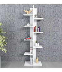 Moonlife Karo 9 Bölmeli 9 Raflı Suntalam 135x45x21 cm Beyaz Kitaplık
